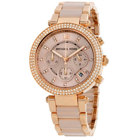 michael kors watch rose gold ladies|michael kors parker chronograph watch.